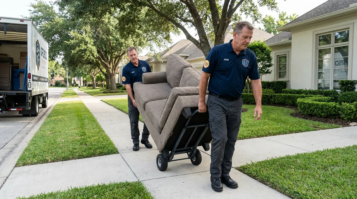 Local residential moving crew loading furniture in Randolph, WI